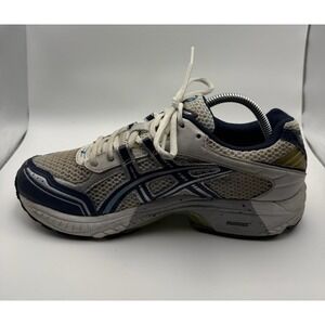 Asics Gel TN554 Running Shoes Womens 9.5 White Navy Gold Good Retro Sneakers